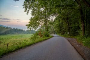 cades cove loop road in the morning